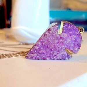 Andrea’s Raw amethyst geode necklace, 14k gold, adjustable